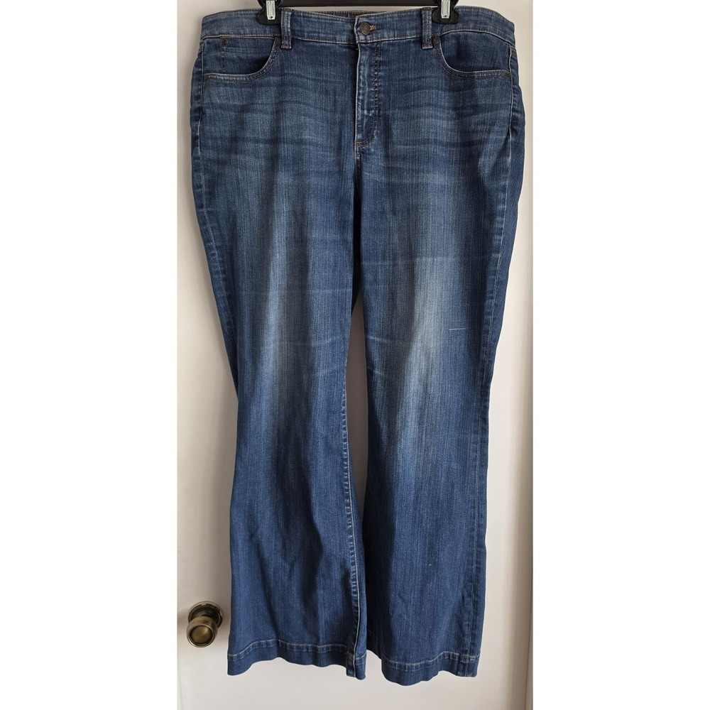 Talbots Straight Leg Jeans Size 14 Blue Solid Casual Cotton Denim Pants